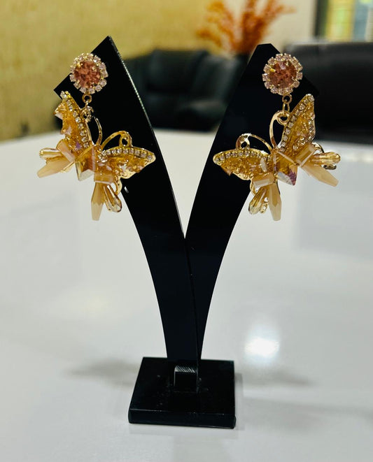 Golden Butterfly Dangle Earrings