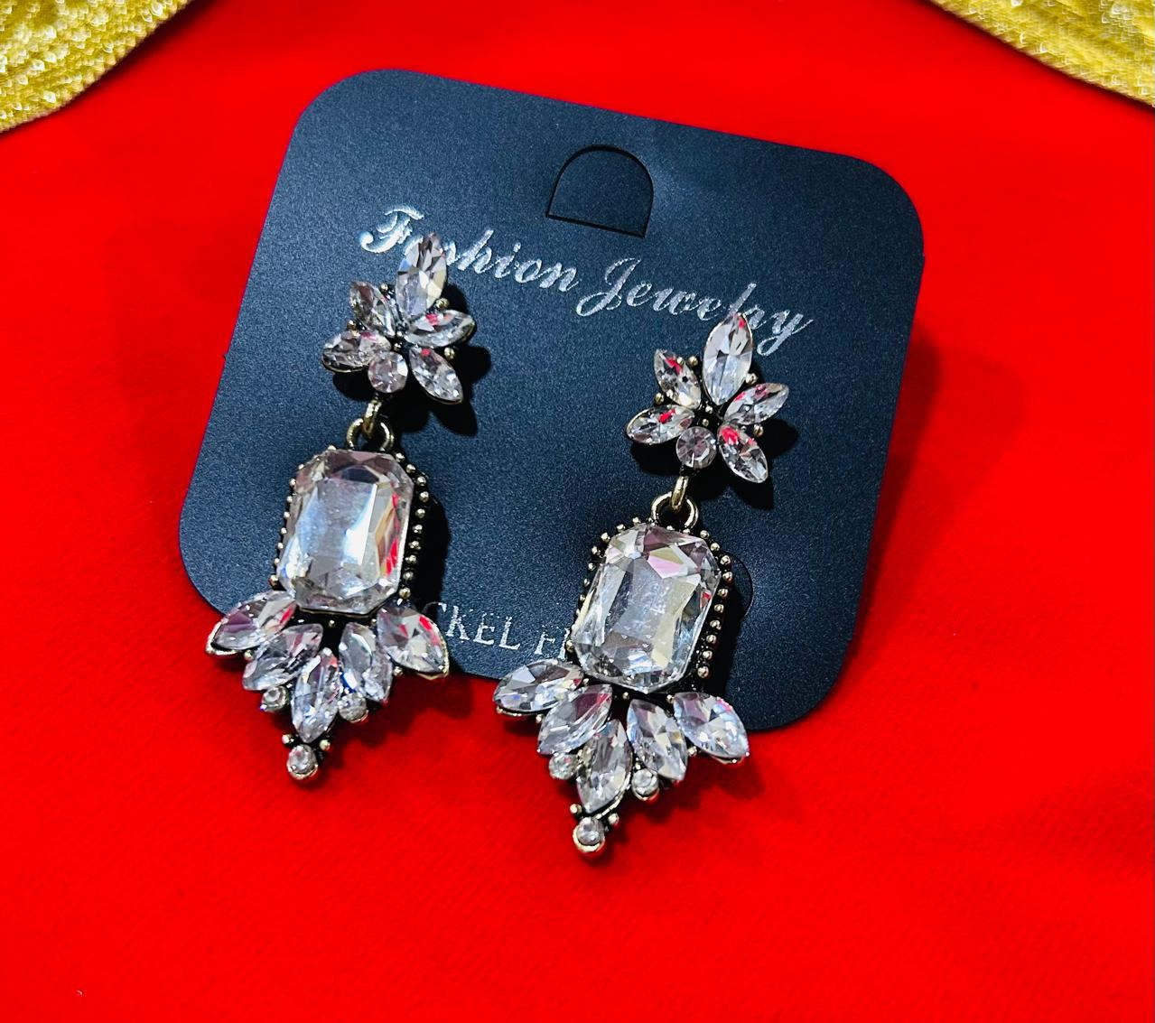 rectangular-cut crystal earrings