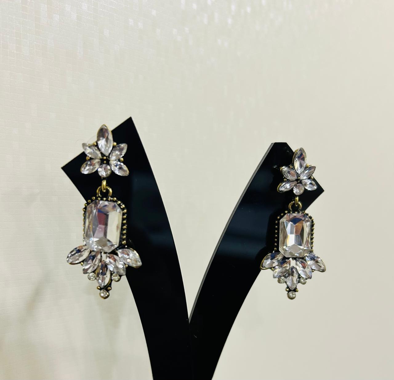 rectangular-cut crystal earrings