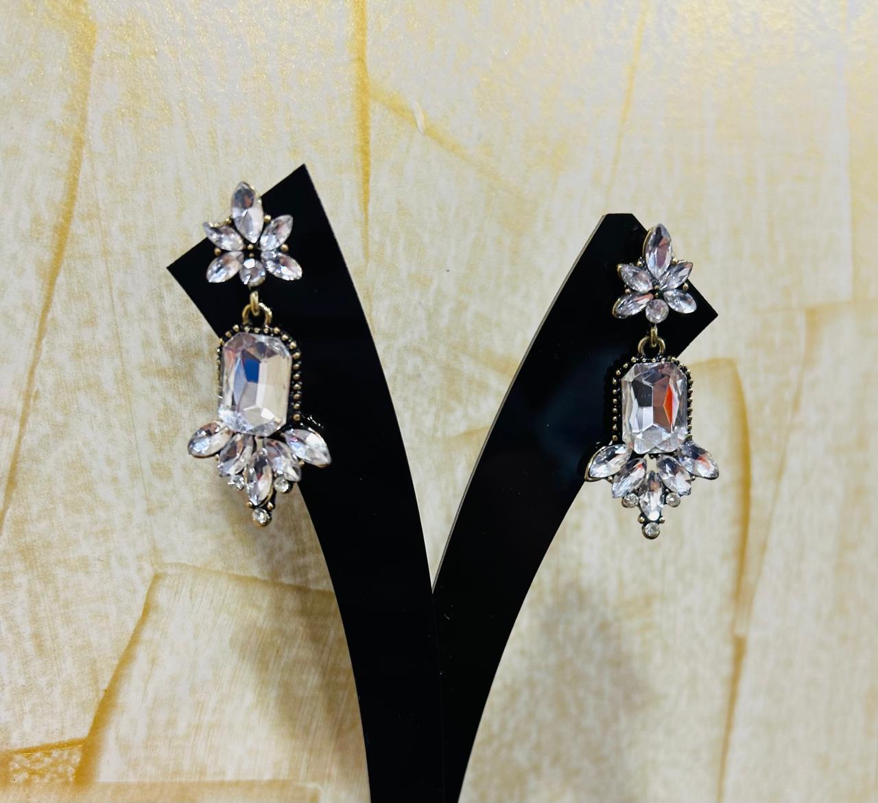 rectangular-cut crystal earrings