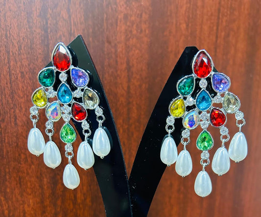 Multicolored pear-shaped earrings